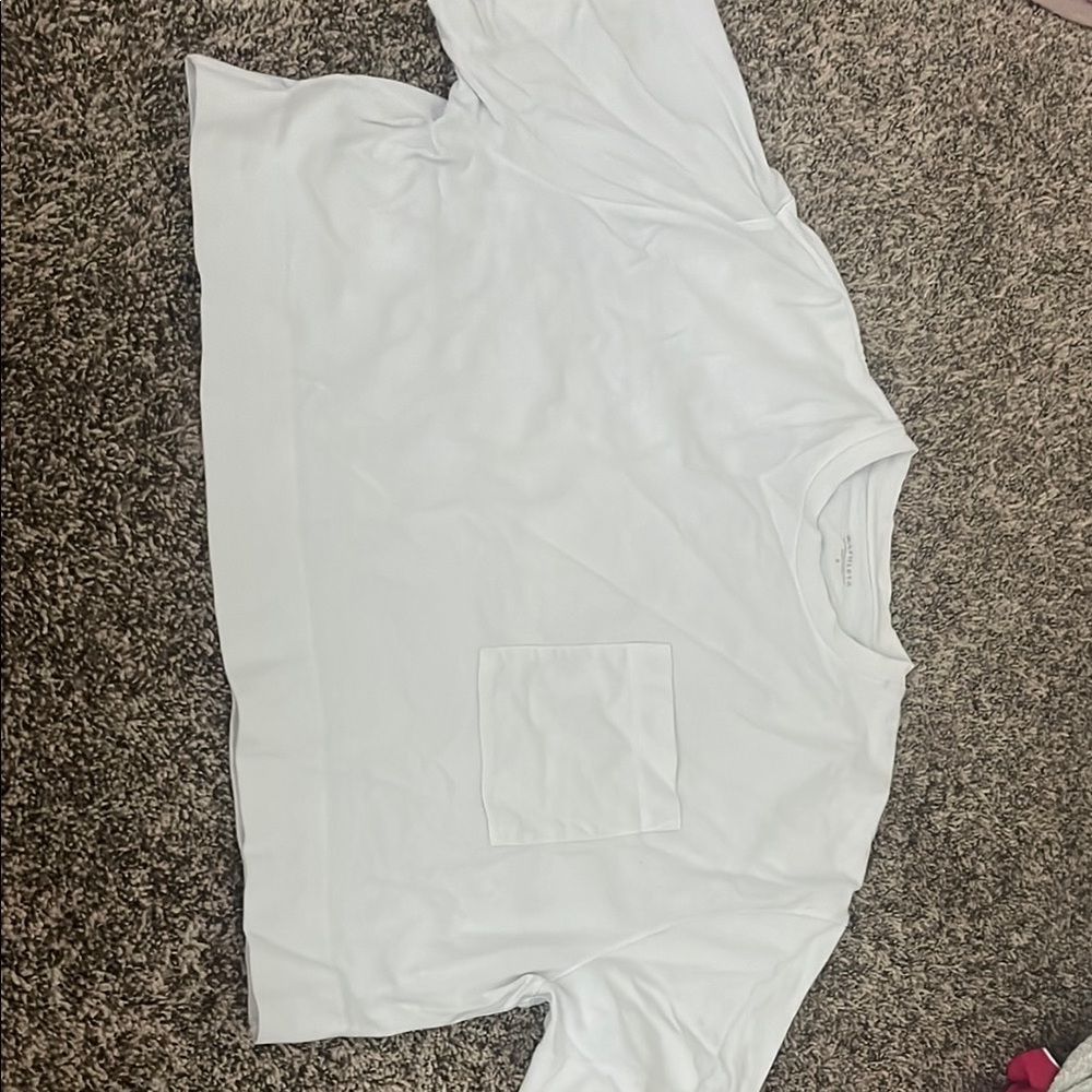 Athleta White Cropped T-Shirt with Pocket